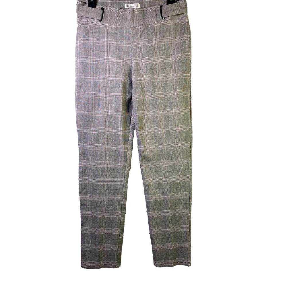 89th & Madison Cropped Black and White Plaid Pull On Ankle Dress Pants Medium